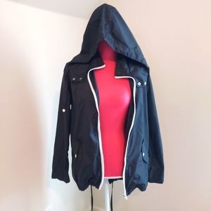 Thread+Supply Unisex Zip Down Hooded Long Sleeve Windbreaker Jacket, Size S